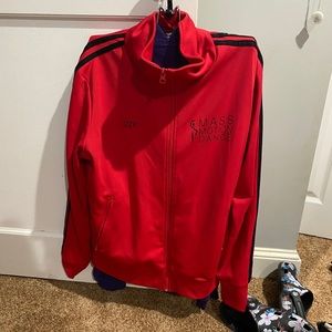 RED EMBROIDERED CHEST TRACK JACKET